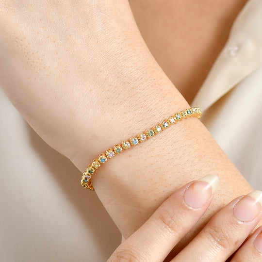 LUXURIANT DIAMOND - Lab Grown Mehrfarbiger Diamant SI-GH SGL zertifiziert Armband ca. 19 cm 925 Silber 750 Gelbgold Vermeil ca. 2.00 ct