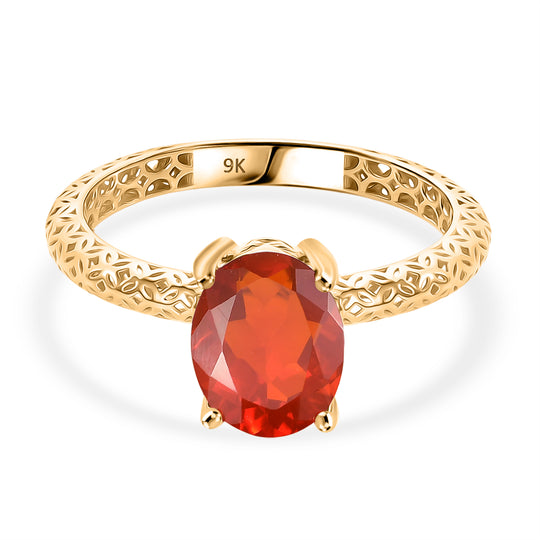 AAAA Feueropal Ring 375 Gold (Größe 16.50) ca. 1,32 ct