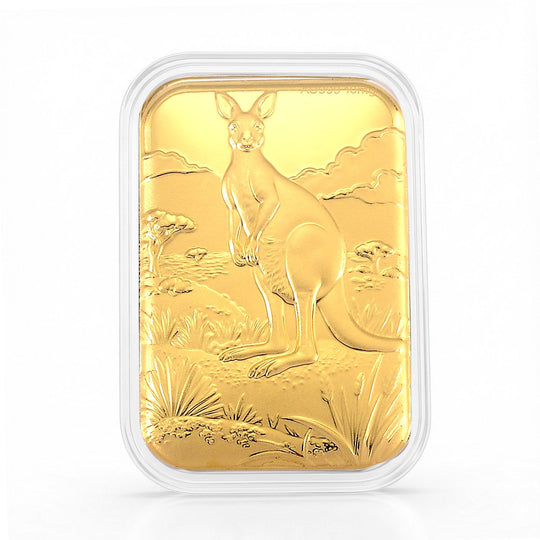 EXKLUSIVES GESCHENK - 999er Goldfolie mit Kängurumotiv (Symbol für Stärke und Fortschritt), ca. 26x40 mm, ca. 10 mg