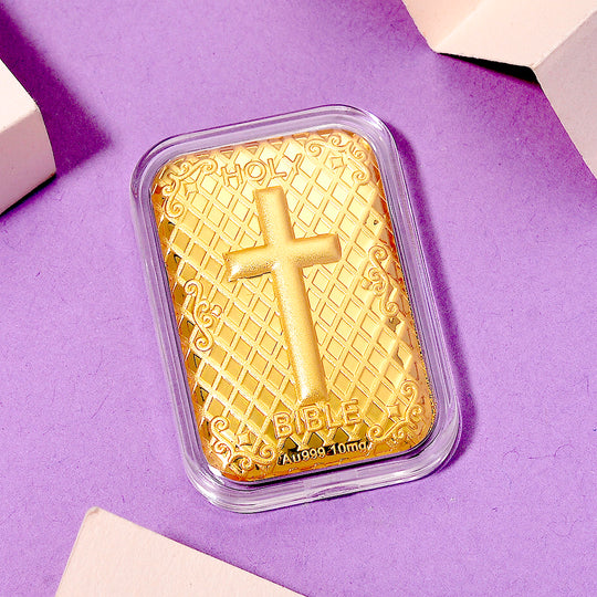 EXKLUSIVES GESCHENK - 999er feingoldplatte mit Bibel Motiv, 10mg 999 Gold