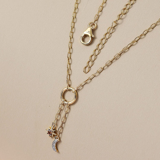 LUXURIANT DIAMOND - Lab Grown Roter Diamant SI, Lab Grown Diamant Halskette ca. 45 cm 925 Silber 750 Gelbgold vermeil (10-15 Werktage Lieferzeit)