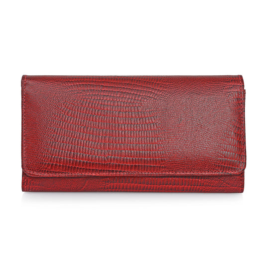 LA MAREY Geldbörse aus Leder mit RFID Schutz und Eidechsen Prägung, 18,4 x 10,2 cm, Hellblau