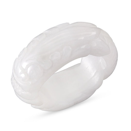 EXTREM SELTEN Weiße Jadeit Jade Ring (Größe 18.00) ca. 50.00 ct