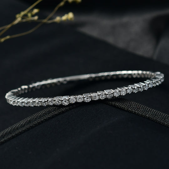 LUXURIANT DIAMANT - Lab Grown Diamant SI-GH SGL zertifiziert Armreif ca. 19 cm 925 Silber 750 Gelbgold Vermeil ca. 5,00 ct.