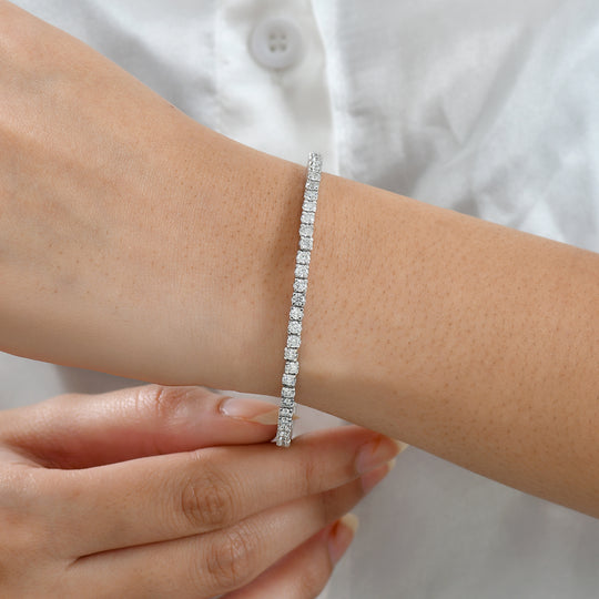 LUXURIANT DIAMANT - Lab Grown Diamant SI-GH SGL zertifiziert Armreif ca. 19 cm 925 Silber 750 Gelbgold Vermeil ca. 5,00 ct.