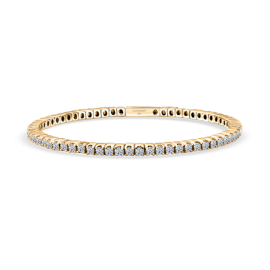 LUXURIANT DIAMANT - Lab Grown Diamant SI-GH SGL zertifiziert Armreif ca. 19 cm 925 Silber 750 Gelbgold Vermeil ca. 5,00 ct.
