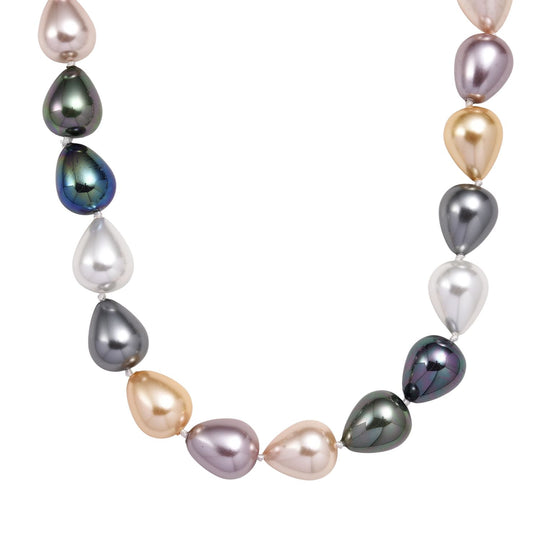 Goldene Tropfen Muschelkernperle (19x16mm) 50cm Halskette, Edelstahl