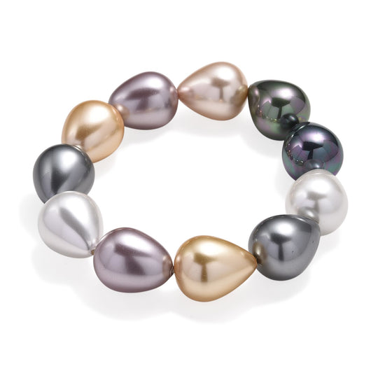 Pfaufarbene Muschelperle (19x16 mm) Armband, Flexibles (ca. 17.00-18.50 cm)