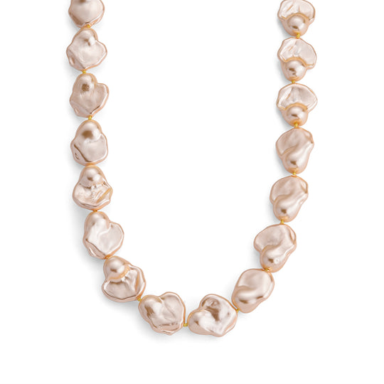Goldene Muschelkernperle Halskette, 50cm, Edelstahl