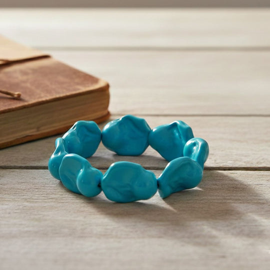 Goldene Farbe Muschelperle (23x27 mm) Armband, flexibles (Größe 19-20 cm)