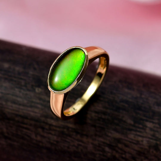 D'Joy Kanadischer Ammolit Ring 925 Silber 750 Gelbgold Vermeil (Größe 17.00) ca. 2.13 ct