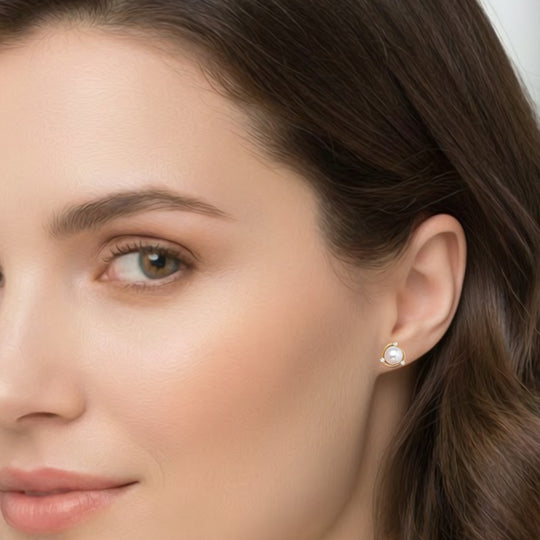Süßwasser Perle (11 mm), Weißer Zirkonia Ohrringe 925 Silber vergoldet