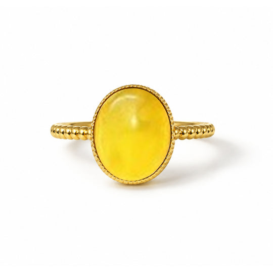 Natürlicher Baltischer Bernstein Ring 925 Silber vergoldet (Größe 18.50)
