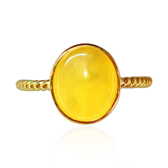 Natürlicher Baltischer Bernstein Ring 925 Silber vergoldet (Größe 18.50)