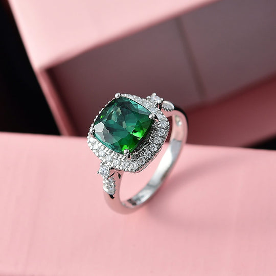 Rhapsody AAAA Santa Rosa Turmalin, Weißer Diamant AGI zertifiziert Ring 950 Platin (Größe 19.00) ca. 3.85 ct