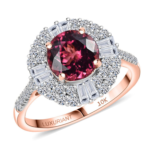 Luxuriant - AAA Rosa Granat, Lab Grown Diamant AGI zertifiziert Ring 417 Gold (Größe 19.00) ca. 3.55 ct