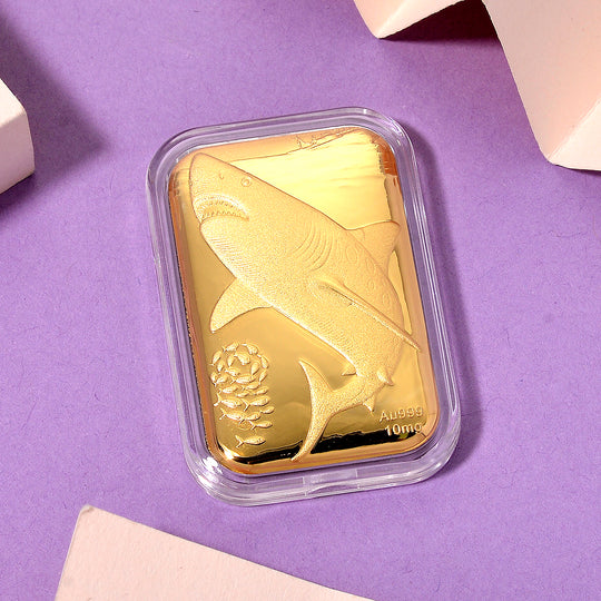 999er Goldfolie mit Hai- und Meeresmotive, 4,5x3,1cm, 10mg