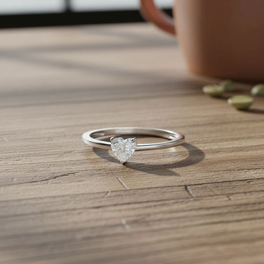LUXURIANT DIAMOND - Lab Grown Diamant VS-EF Herz-Schliff SI-GH SGL zertifiziert Ring 925 Silber rhodiniert (Größe 19.00) ca. 0.52 ct
