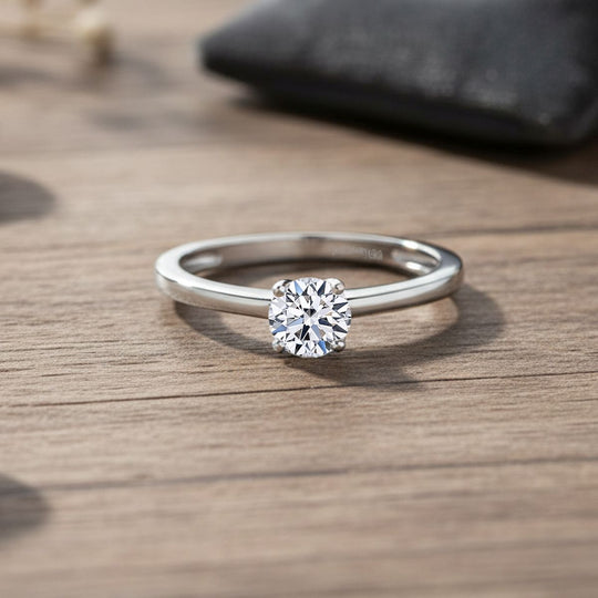 LUXURIANT VS-EF Labor Diamant Solitär Ring, 925 Silber rhodiniert - 0,50 ct.