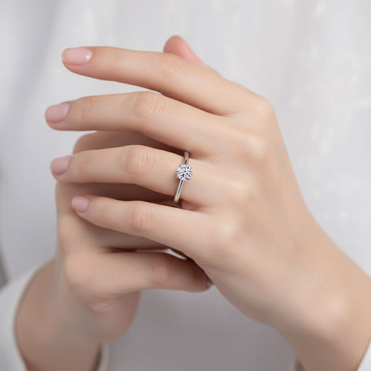 LUXURIANT VS-EF Labor Diamant Solitär Ring, 925 Silber rhodiniert - 0,50 ct.