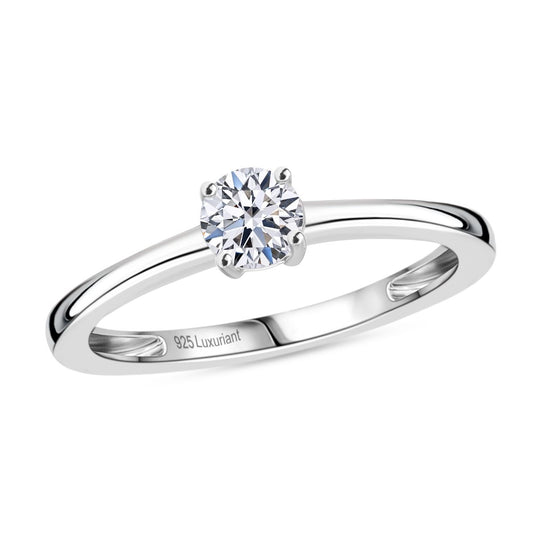 LUXURIANT VS-EF Labor Diamant Solitär Ring, 925 Silber rhodiniert - 0,50 ct.