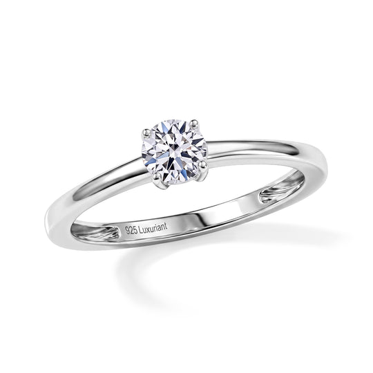 LUXURIANT VS-EF Labor Diamant Solitär Ring, 925 Silber rhodiniert - 0,50 ct.