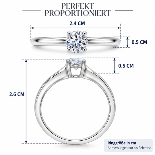 LUXURIANT 0,50 ct. VS-EF Labor Diamant Ring, 925 Silber rhodiniert