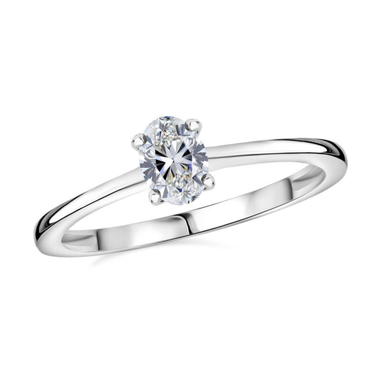 LUXURIANT DIAMOND - Lab Grown Diamant VS-EF Oval-Schliff Ring 925 Silber rhodiniert (Größe 17.00) ca. 0.50 ct
