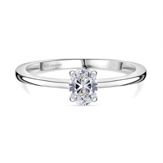 LUXURIANT DIAMOND - Lab Grown Diamant VS-EF Oval-Schliff Ring 925 Silber rhodiniert (Größe 17.00) ca. 0.50 ct