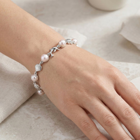 EVER TRUE Süßwasser Perle (7.5-8 mm) Armband ca. 19 cm Nickelfreies Messing, Rosegoldfarben