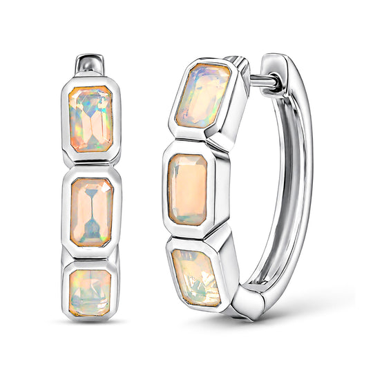 D'Joy AA Natürlicher, äthiopischer Welo Opal Ohrringe 925 Silber platiniert ca. 1.34 ct