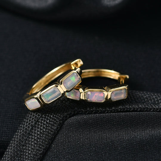 D'Joy AA Natürlicher, äthiopischer Welo Opal Ohrringe 925 Silber platiniert ca. 1.34 ct