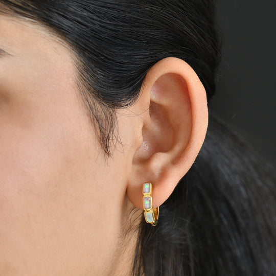 D'Joy AA Natürlicher, äthiopischer Welo Opal Ohrringe 925 Silber platiniert ca. 1.34 ct