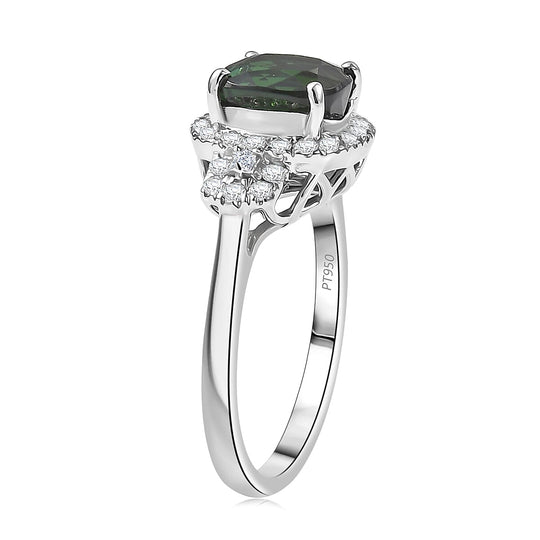 Rhapsody AAAA Santa Rosa Turmalin, Weißer Diamant AGI zertifiziert Ring 950 Platin (Größe 17.00) ca. 2.66 ct