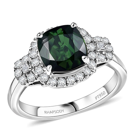 Rhapsody AAAA Santa Rosa Turmalin, Weißer Diamant AGI zertifiziert Ring 950 Platin (Größe 17.00) ca. 2.66 ct