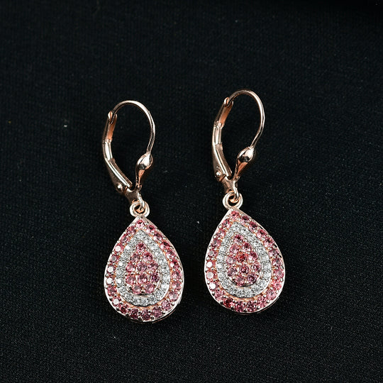 D'Joy AAA Padparadscha Saphir Ohrringe 925 Silber 750 Roségold vermeil ca. 1,79 ct.