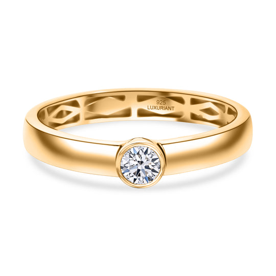 LUXURIANT DIAMOND - Lab Grown Diamant VS-EF Ring 925 Silber 750 Gelbgold Vermeil (Größe 20.00) ca. 0,25 ct