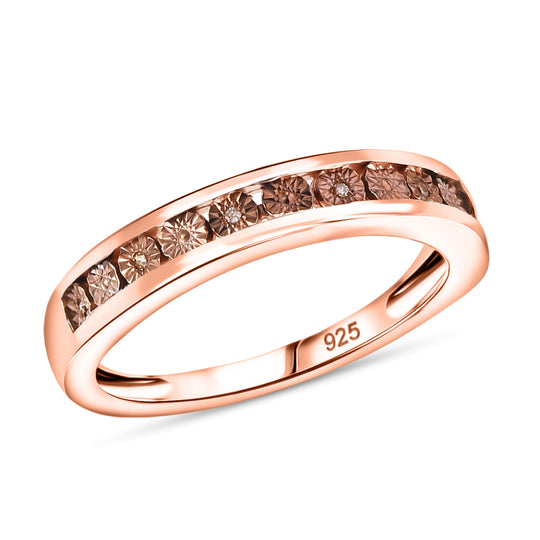 Natürlicher Champagner Diamant Ring 925 Silber 750 rosévergoldet (Größe 21.00)