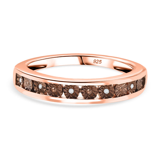 Natürlicher Champagner Diamant Ring 925 Silber 750 rosévergoldet (Größe 21.00)