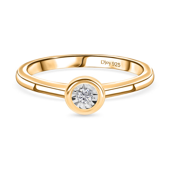 D'Joy Weißer Diamant Ring 925 Silber 750 Roségold Vermeil (Größe 20.00)