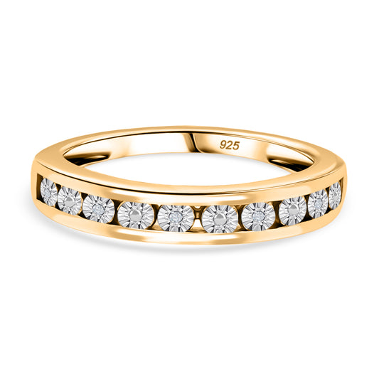 D'Joy Half Eternity Ring mit Diamantakzenten, 925 Silber 750 vergoldet