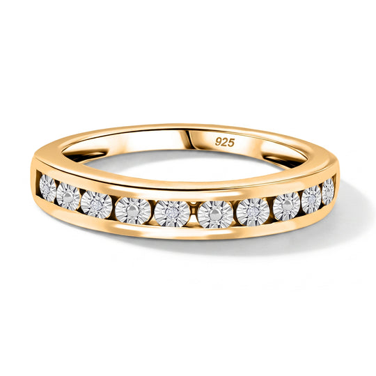 D'Joy Half Eternity Ring mit Diamantakzenten, 925 Silber platiniert