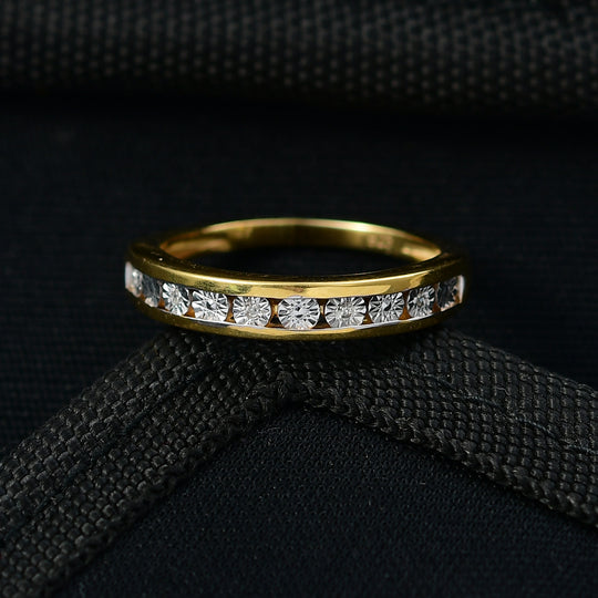 D'Joy Half Eternity Ring mit Diamantakzenten, 925 Silber 750 vergoldet