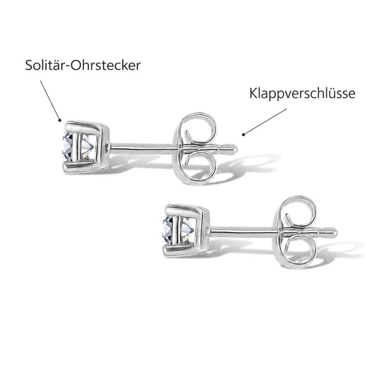 LUXURIANT 0,50 ct. SGL zertifizierte SI-GH Labor Diamant Ohrringe, 925 Silber 750 Roségold Vermeil