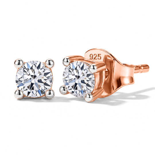 LUXURIANT 0,50 ct. SGL zertifizierte SI-GH Labor Diamant Ohrringe, 925 Silber 750 Roségold Vermeil