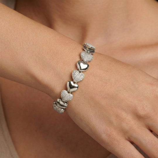 Weißer Zirkonia Armband ca. 18 cm + 3.5 cm Extender, Nickelfreies Messing