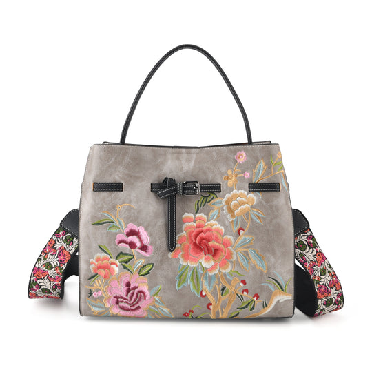 Florale Kunstprint Crossbody-Tasche mit Komfort-Schulterriemen, 30 x 13 x 23 cm, Rosa