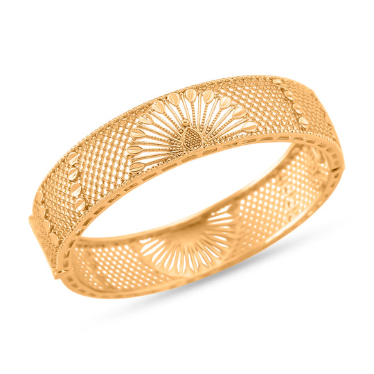 GOLD-LOOKS Pfauen-inspiriertes Design Armreif, Nickelfreies Messing, ca. 19 cm ca. 23,60g