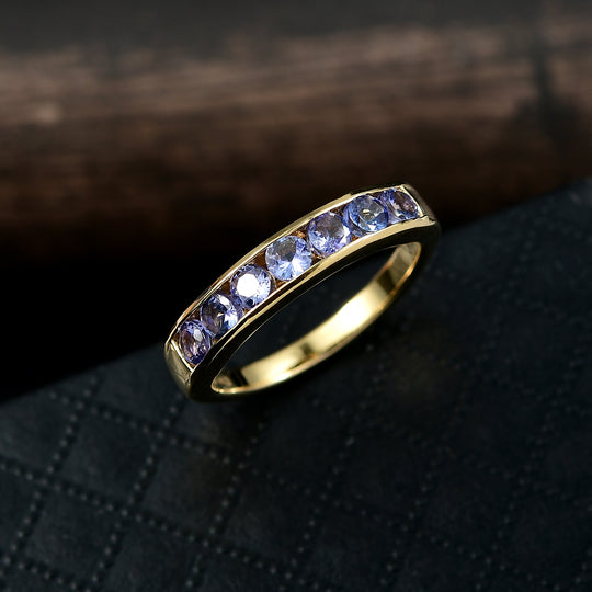 D'Joy AA Tansanit Ring 925 Silber platiniert (Größe 19.00) ca. 0,89 ct