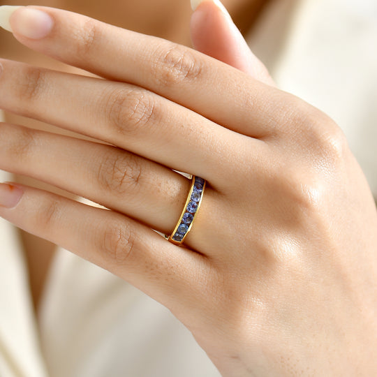 D'Joy AA Tansanit Ring 925 Silber platiniert (Größe 19.00) ca. 0,89 ct